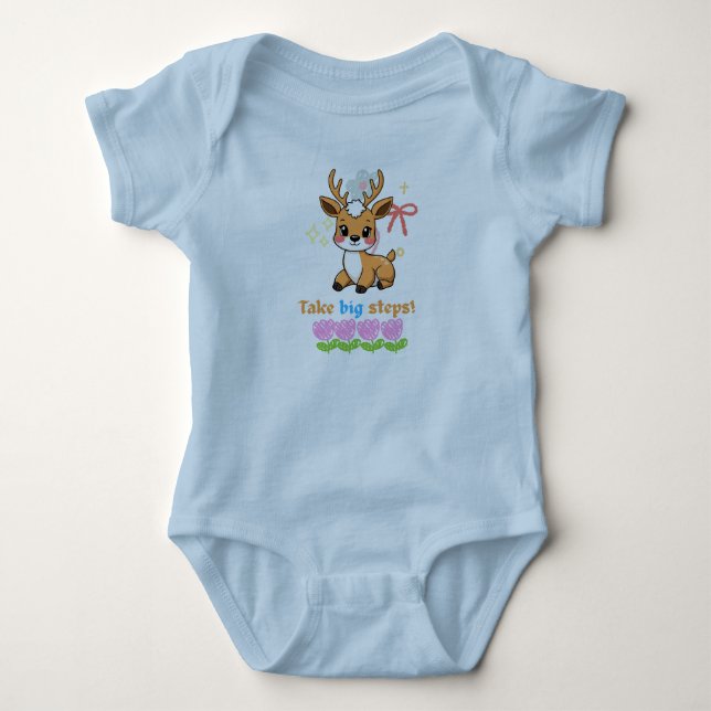 Cute Baby Deer Fawn Sublimation Design Bodysuit (Front)
