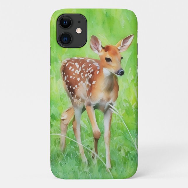 Cute Baby Deer Fawn Wild Animal Art Phone Case (Back)
