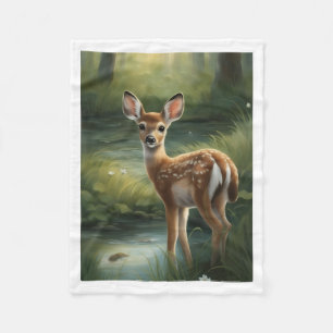 Cute Baby Deer In Forest Nursery Fleece Baby Blank Blanket