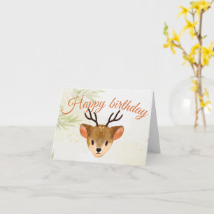 Cute baby deer in the jungle happy birthday card