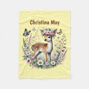 Cute baby deer lovers add name fleece blanket