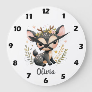 Cute Baby Deer Personalised Large Clock