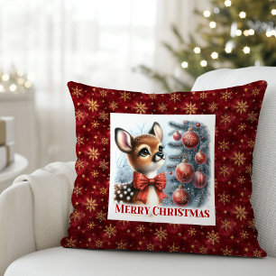 Cute Baby Deer Snowy Forest Kids Gift Christmas  Cushion