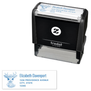 Cute Baby Deer with Antlers and Flowers Self-inking Stamp