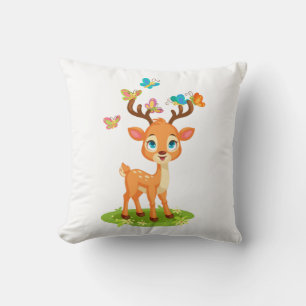Cute Baby Deer with Butterflies-47568 Cushion