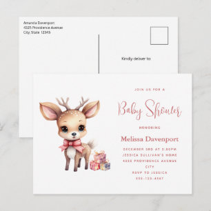 Cute Baby Deer with Gifts Baby Shower Invitation Postcard