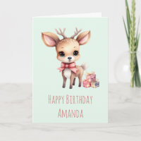 Cute Baby Deer with Gifts Birthday