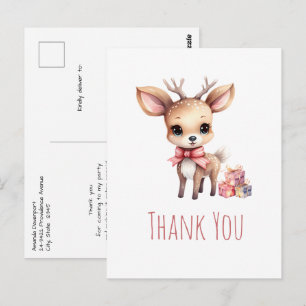 Cute Baby Deer with Gifts Thank You Postcard