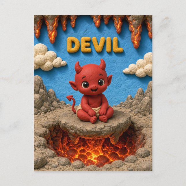 Cute Baby Devil, Mythical Postcard (Front)