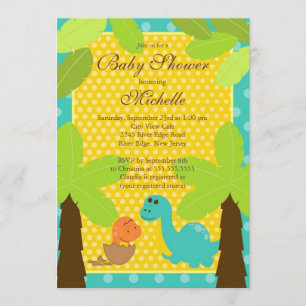 Cute Baby Dinasaur Baby Shower Invitation
