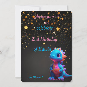 cute baby dinasaur birthday invitation