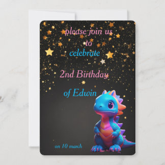 cute baby dinasaur birthday invitation