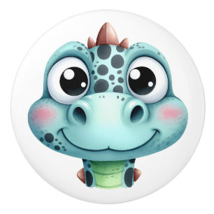 Cute Baby Dino Face Ceramic Knob