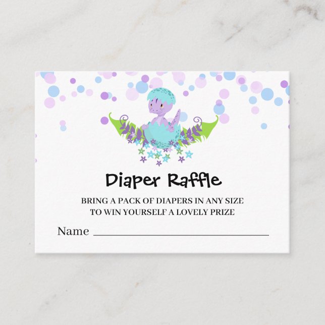 *~* Cute Baby Dinosaur Baby Shower Diaper Raffle Enclosure Card (Front)