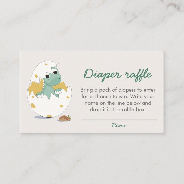Cute Baby Dinosaur Baby Shower Diaper Raffle Game Enclosure Card (Front)