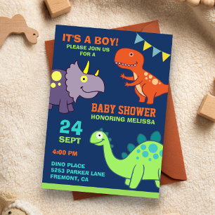 Cute Baby Dinosaur Baby Shower Invitation