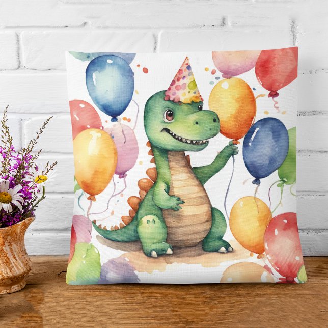 Cute Baby Dinosaur Birthday Cushion (Creator Uploaded)