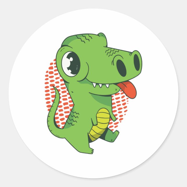 CUTE BABY DINOSAUR CLASSIC ROUND STICKER (Front)