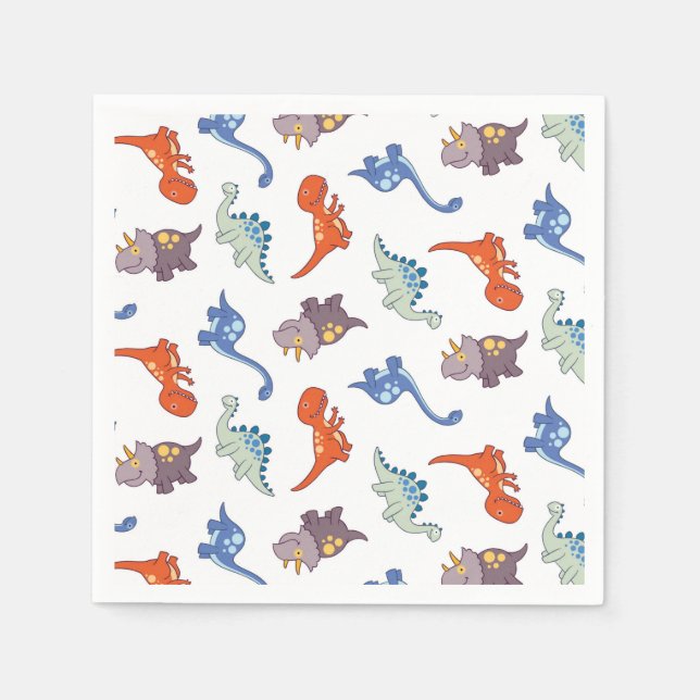Cute Baby Dinosaur Colourful Boy Pattern Print Napkin (Front)