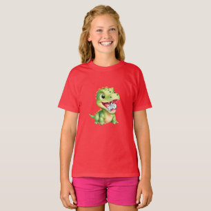 Cute baby Dinosaur eat skeleton mummy Halloween T-Shirt