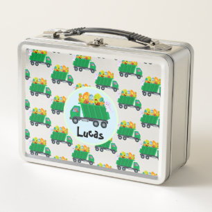 Cute baby dinosaur egg garbage truck Back 2 School Metal Lunch Box