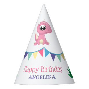 Cute Baby Dinosaur Girl Birthday  Party Hat