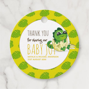 Cute Baby Dinosaur Hatching Shower Party Jurassic Favour Tags