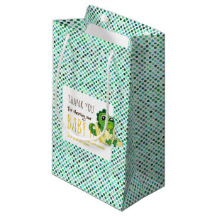 Cute Baby Dinosaur Hatching Shower Party Polkadot Small Gift Bag