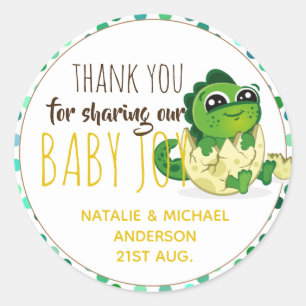Cute Baby Dinosaur Hatchling Egg Boy Girl Shower Classic Round Sticker