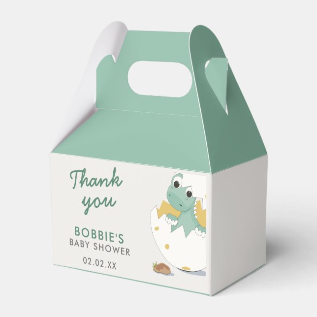 Cute Baby Dinosaur in Egg Gender Neutral Shower Favour Box (Back Side)