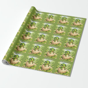 Cute Baby Dinosaur Kids Birthday Party Wrapping Paper