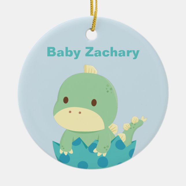 Cute Baby Dinosaur Newly Hatched Newborn Ornament (Front)