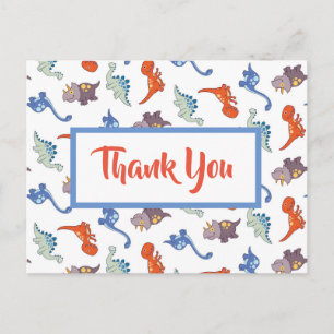Cute Baby Dinosaur Pattern Personalised Thank You Postcard