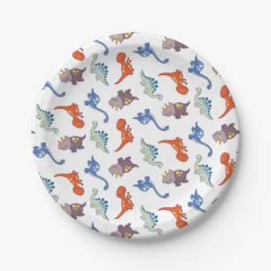 Cute Baby Dinosaur Pattern Print Paper Plate