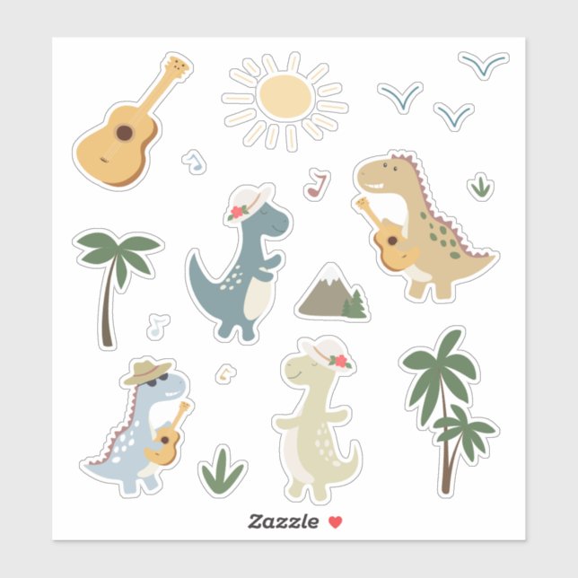 Cute Baby Dinosaur Set Kids Cartoon Colourful Fun (Sheet)