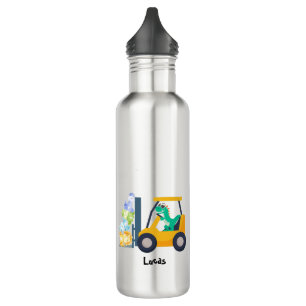 Cute baby dinosaur tractor Truck Back 2 School kid 710 Ml Water Bottle