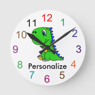 Cute baby dinosaur wall clock
