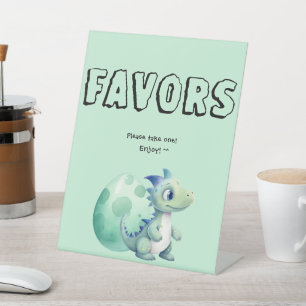Cute Baby Dinosaur with Its Egg Baby Shower Favour Pedestal Sign