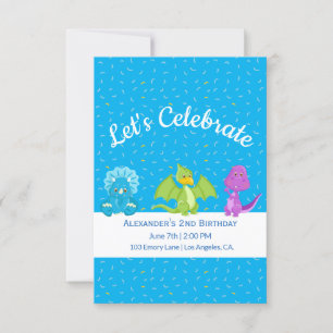 Cute Baby Dinosaurs Birthday Invitation