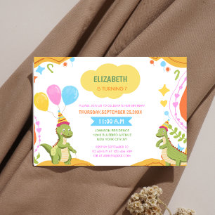 cute baby dinosaurs colorful kid's birthday invitation