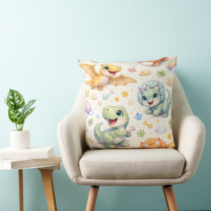 Cute baby dinosaurs soft pastel nursery throw cush cushion