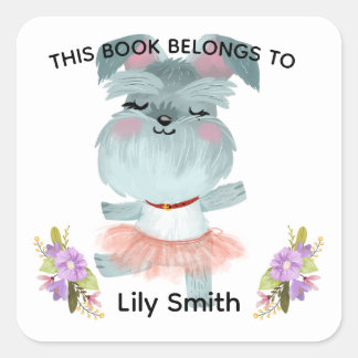 Cute Baby Dog and Kids Name baby book label