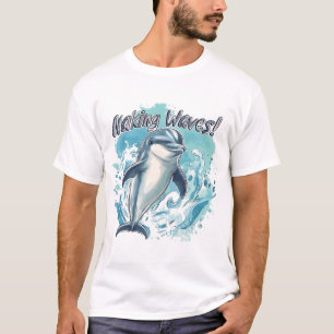 Cute Baby Dolphin T-Shirt Design, Retro Ocean Anim