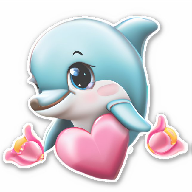 Cute Baby Dolphin with Valentine's Heart   (Front)