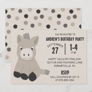Cute Baby Donkey Birthday Party Invitation