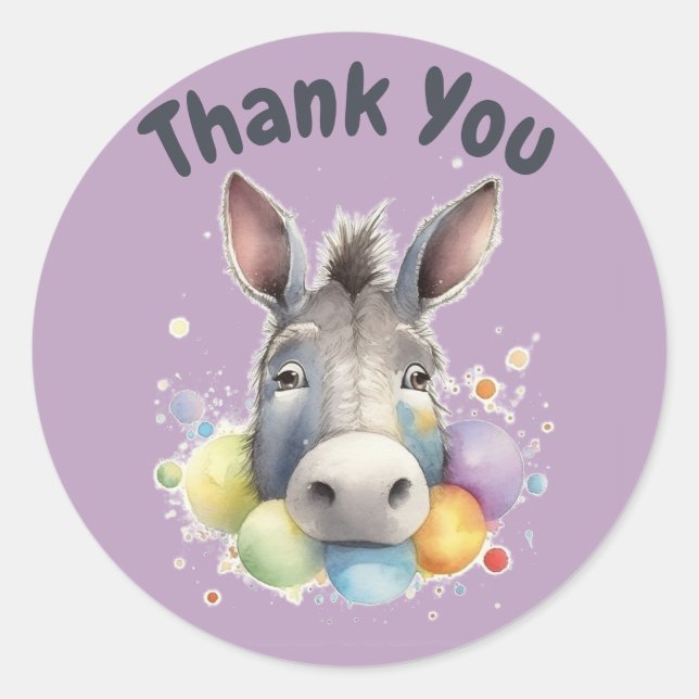 CUTE BABY DONKEY CLASSIC ROUND STICKER (Front)