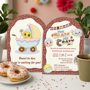 Cute Baby Doughnut Cartoon Baby Shower and Sprinkl Invitation