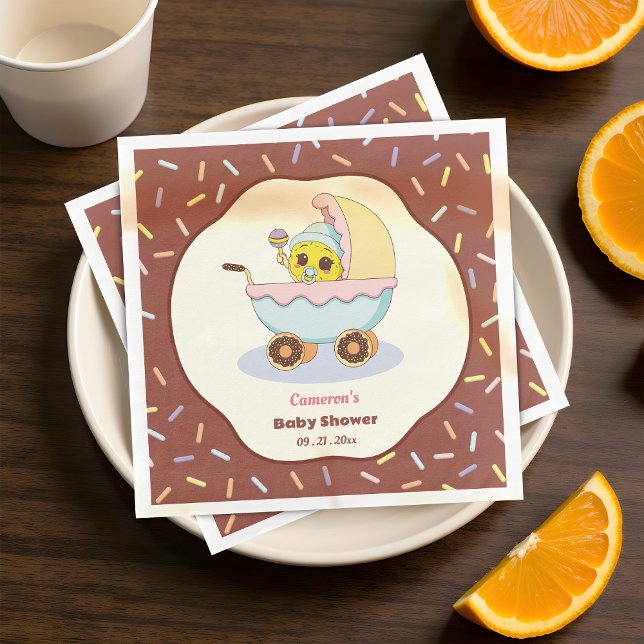 Cute Baby Doughnut Cartoon Baby Shower and Sprinkl Napkin (Creator Uploaded)