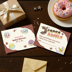 Cute Baby Doughnut Cartoon Baby Shower Diaper Raff Enclosure Card