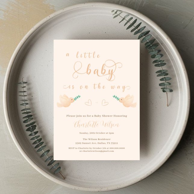 Cute Baby Dove Baby Shower Invitation (Creator Uploaded)